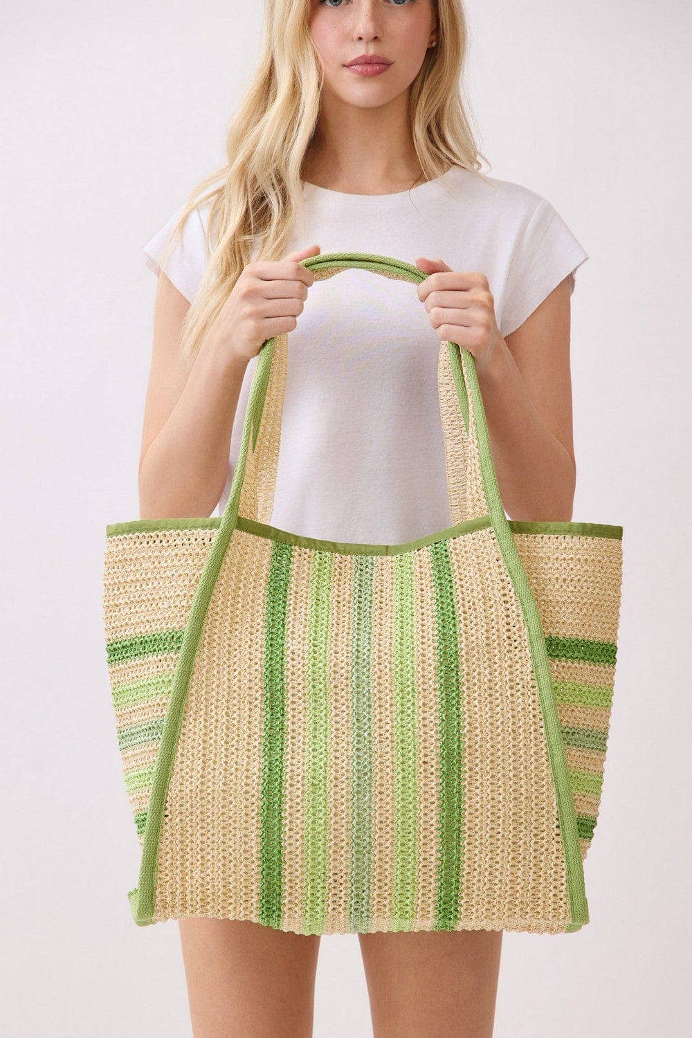 Jennifer Multi Color Straw Beach Tote Bag