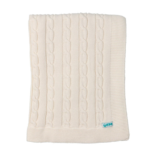 Baby Blanket with Braided Cotton Knit: Pearl
