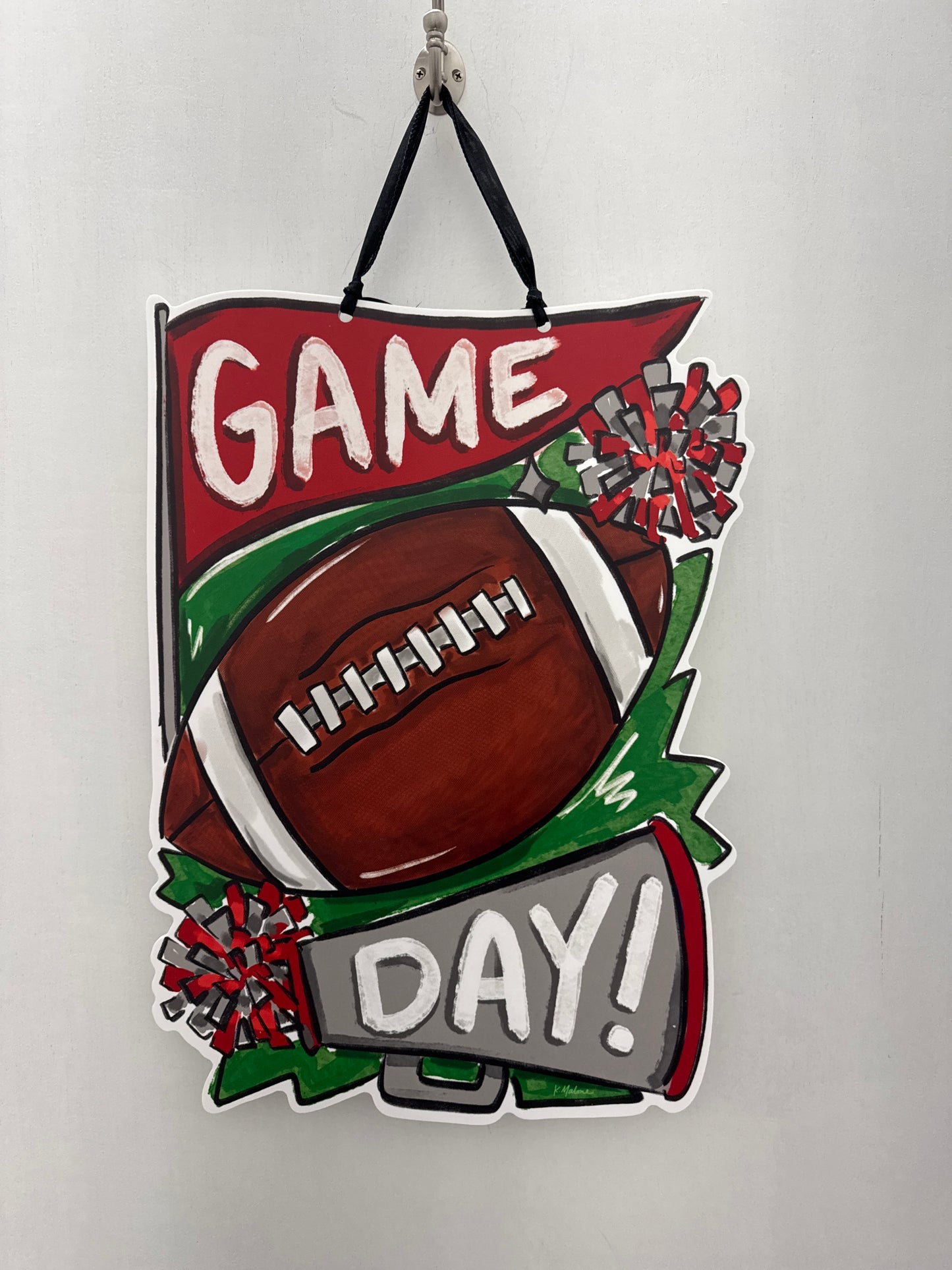 Door Hanger Red and Gray Game Day