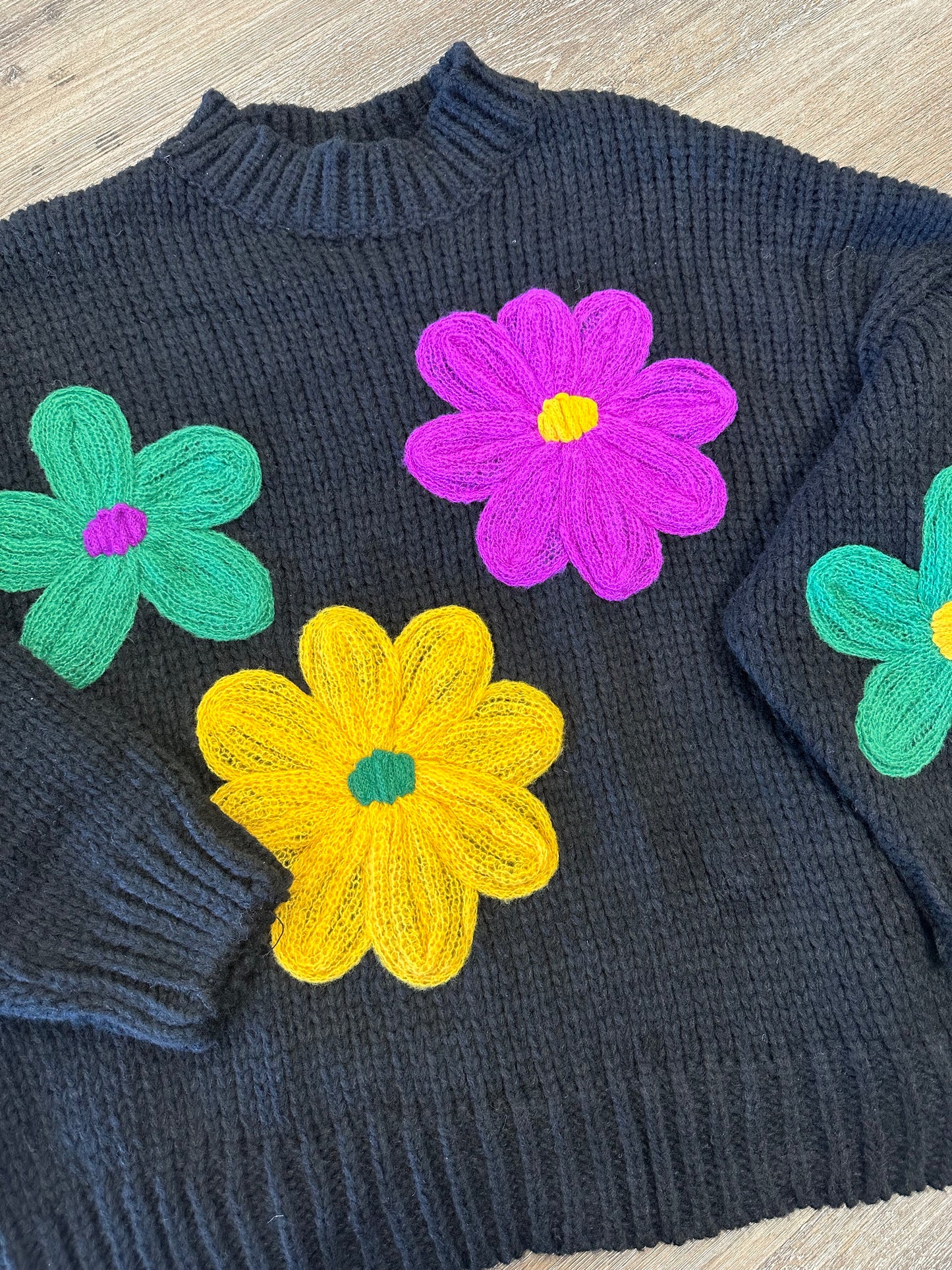 Mardi Gras Flower Sweater