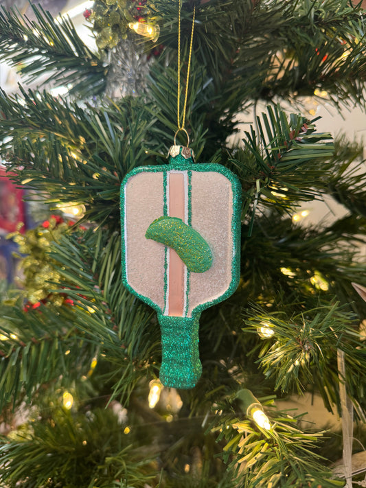 Glass Pickleball Ornament