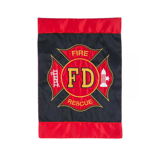 Fire Department Applique Garden Flag