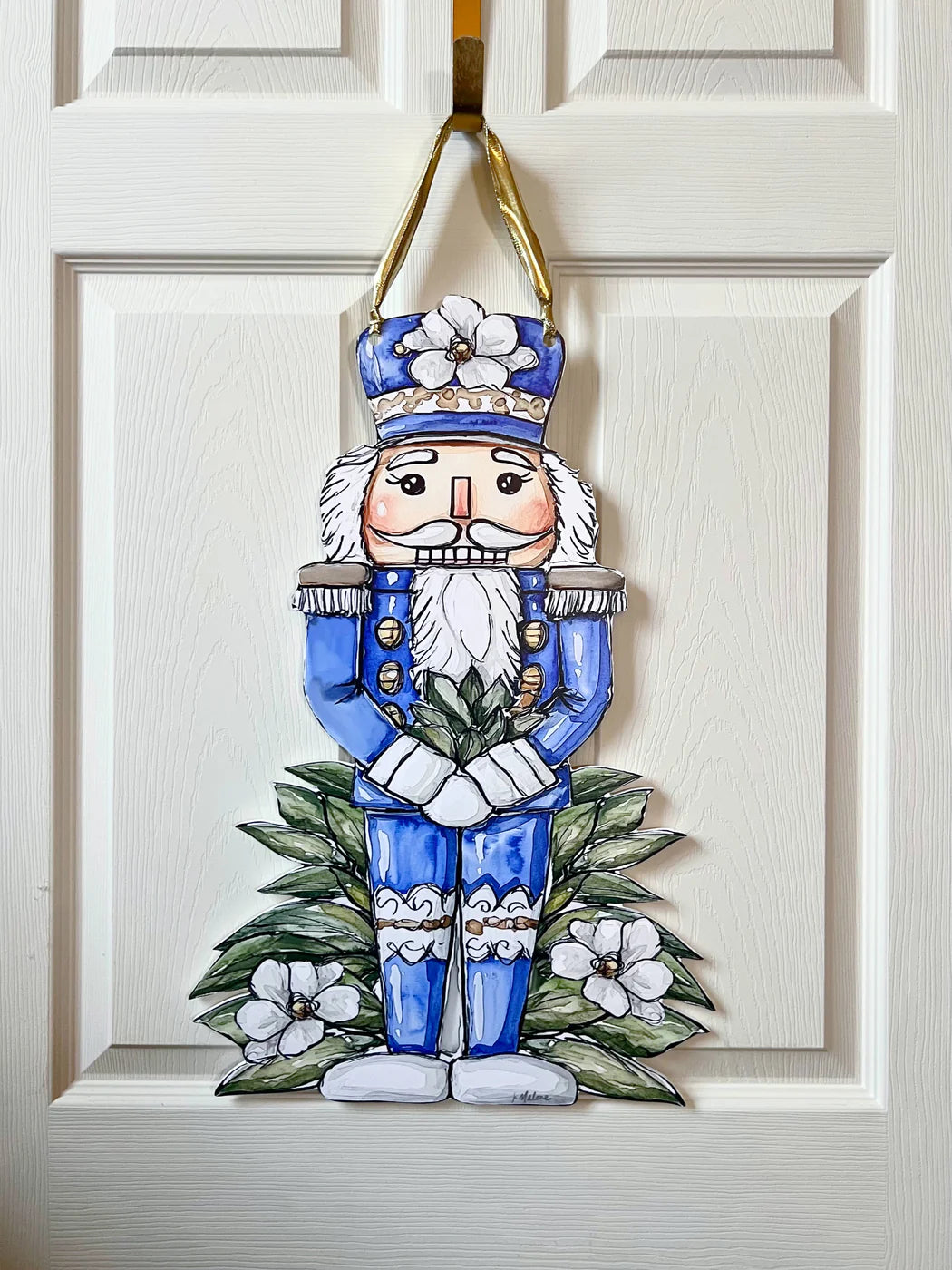 Door Hanger Blue Magnolia Nutcracker