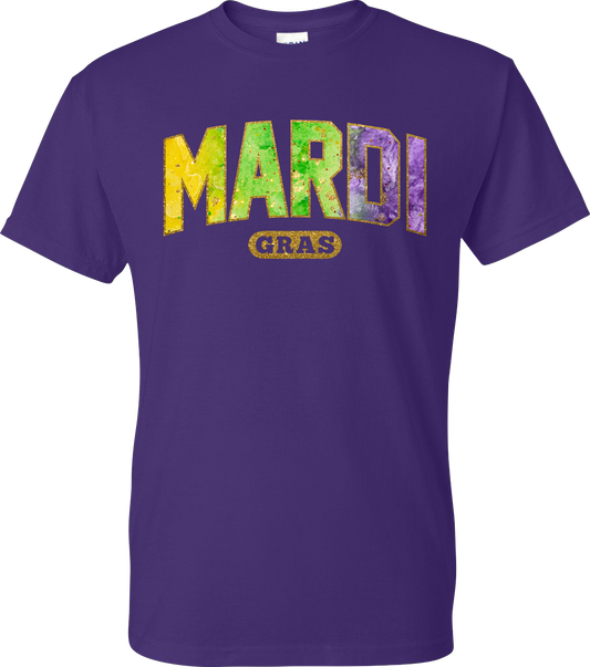Mardi Gras Watercolor Glitter T-Shirt