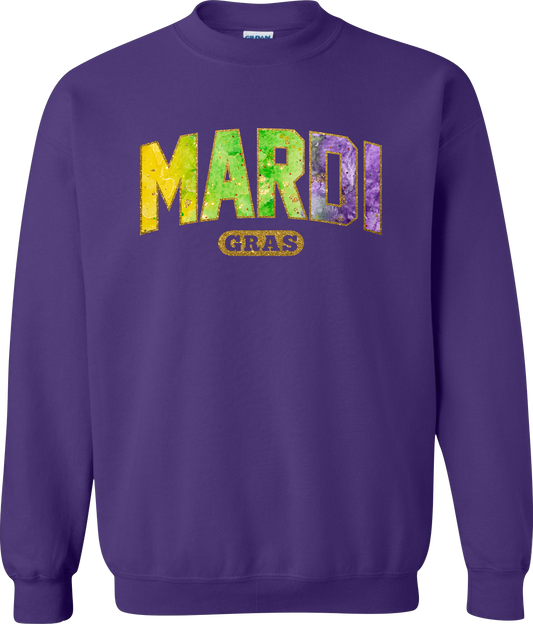 Mardi Gras Watercolor Glitter Sweatshirt