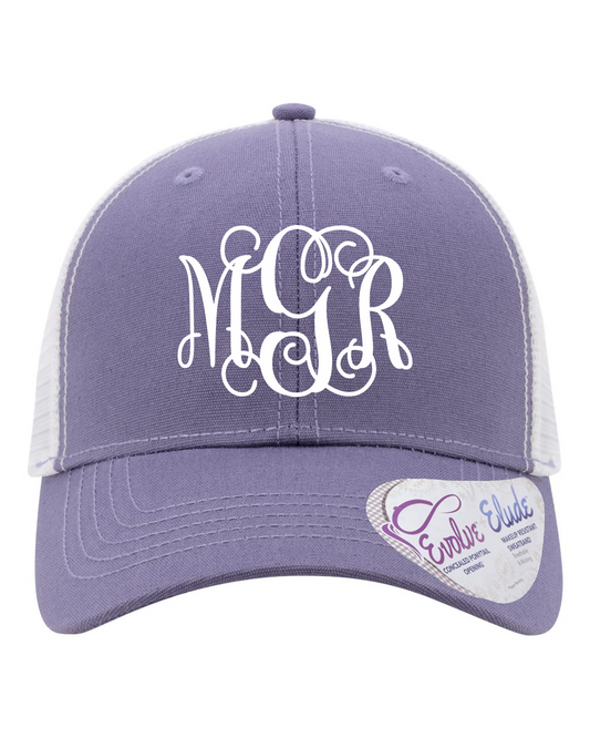 Women's Monogrammed Trucker Cap With Ponytail Opening