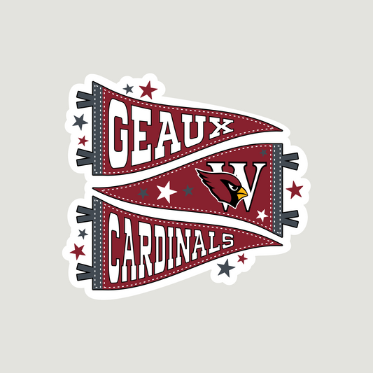 Geaux Cardinals Pennant Flag 4" Decal