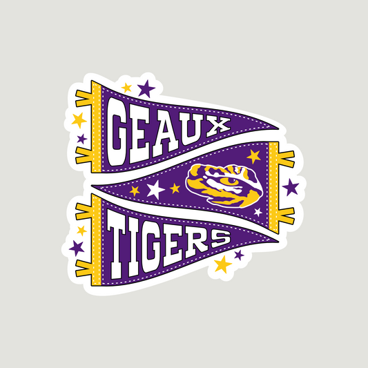Geaux Tigers Pennant Flag 4" Decal