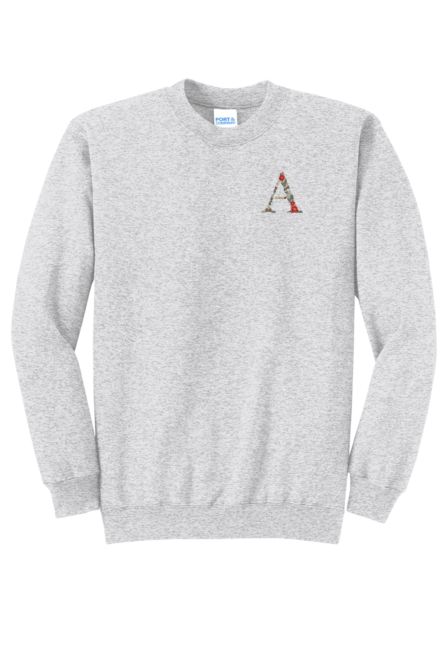 Embroidered Poinsettia Initial Sweatshirt