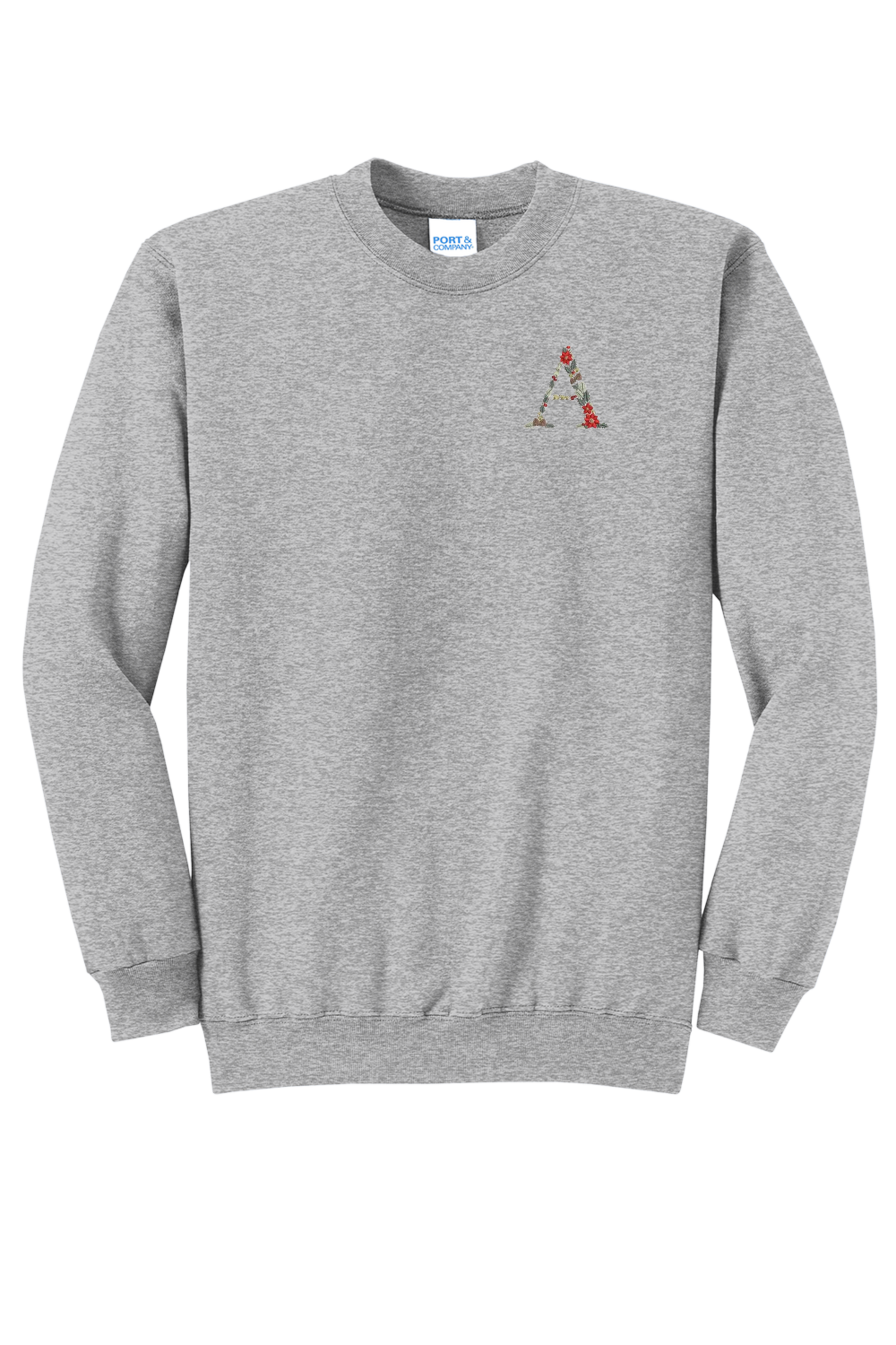 Embroidered Poinsettia Initial Sweatshirt