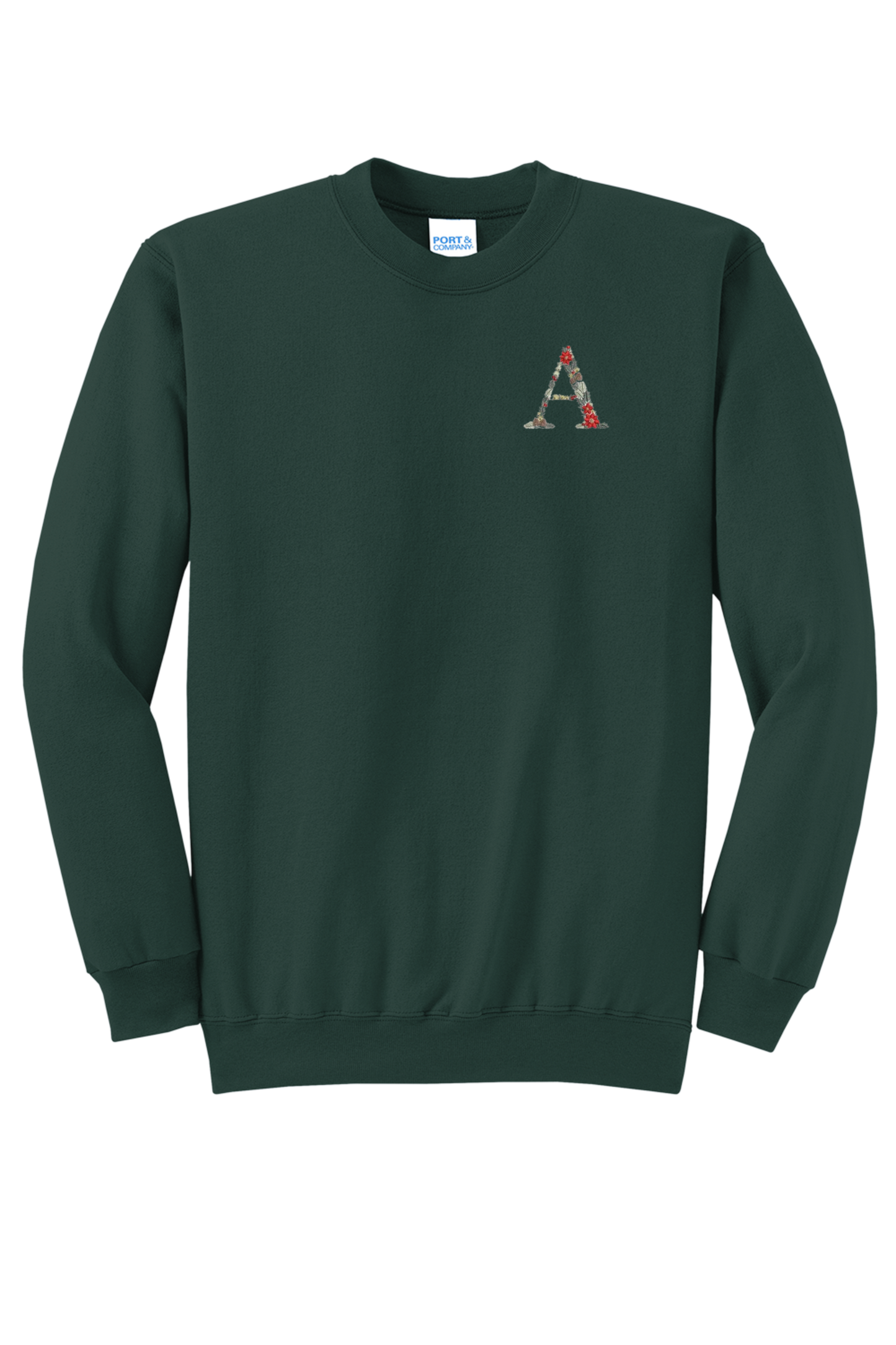 Embroidered Poinsettia Initial Sweatshirt