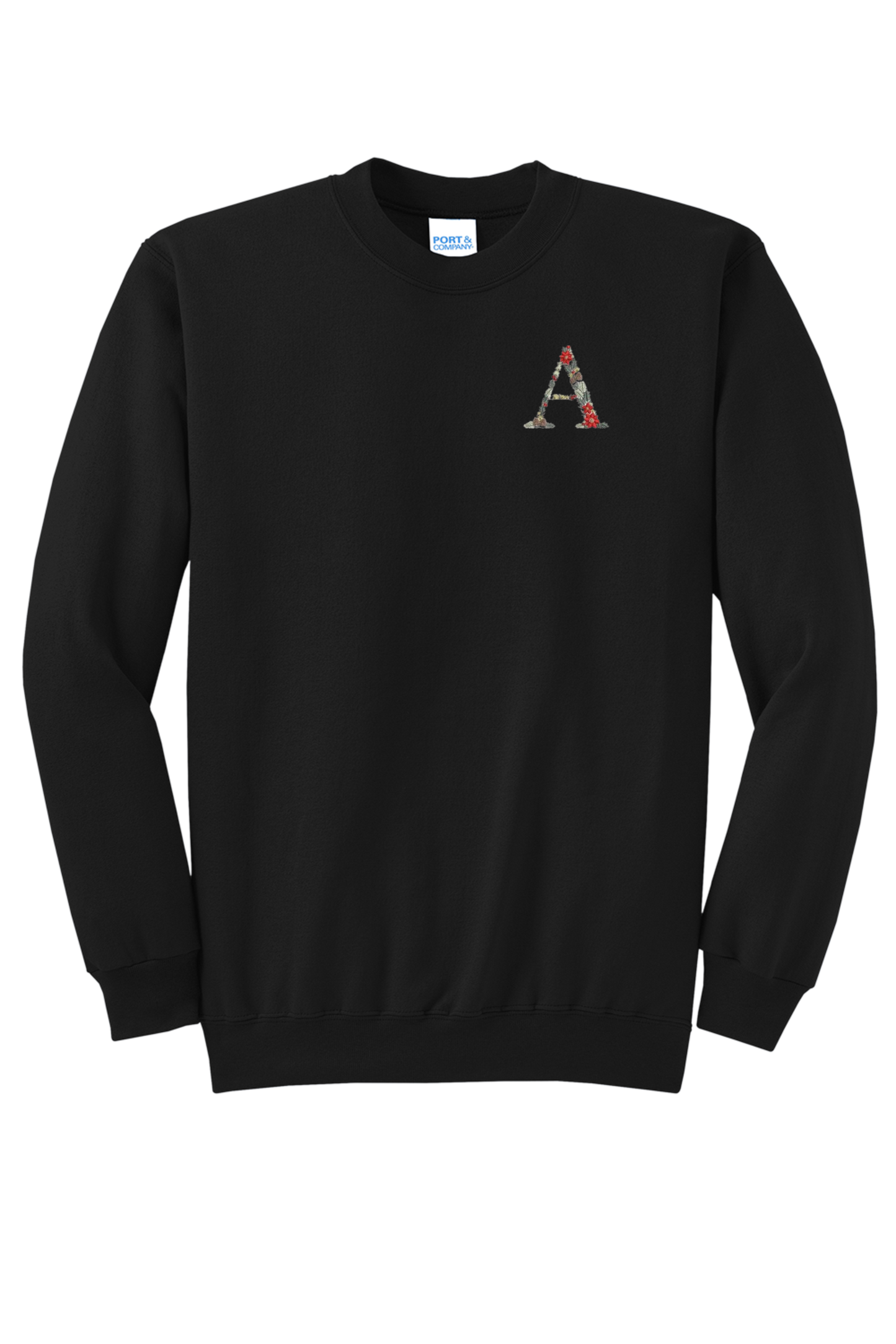 Embroidered Poinsettia Initial Sweatshirt