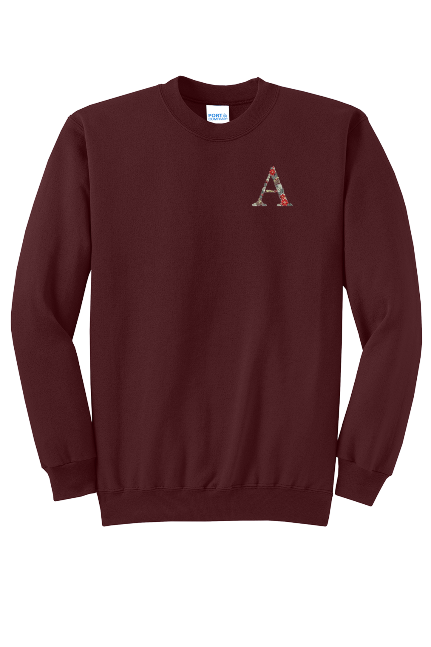 Embroidered Poinsettia Initial Sweatshirt