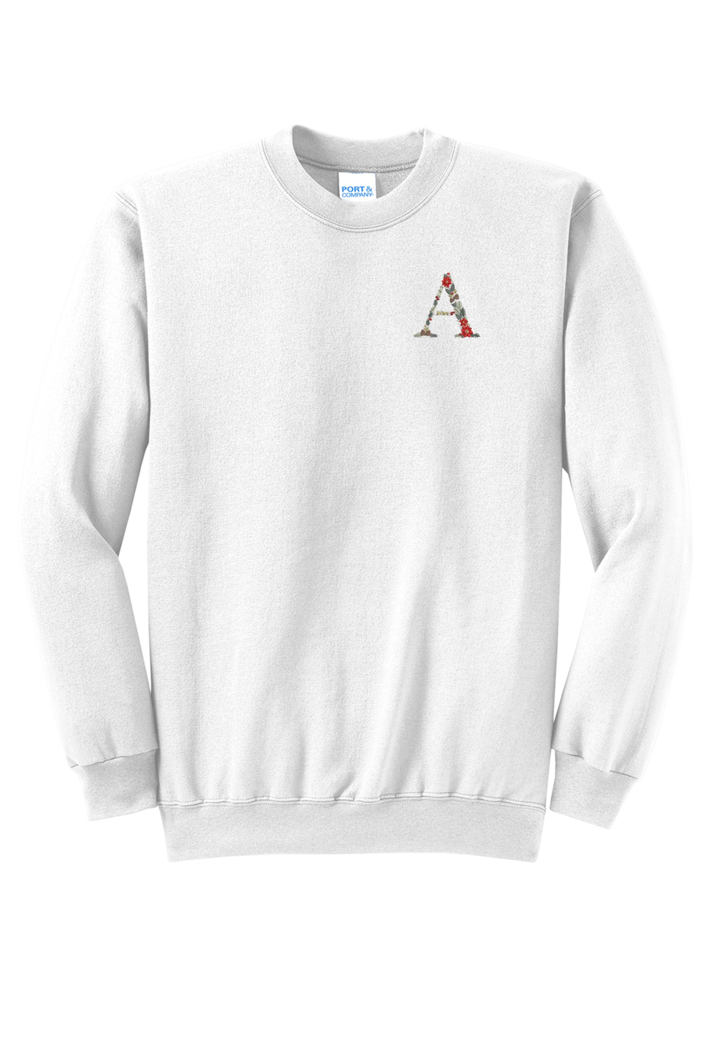 Embroidered Poinsettia Initial Sweatshirt