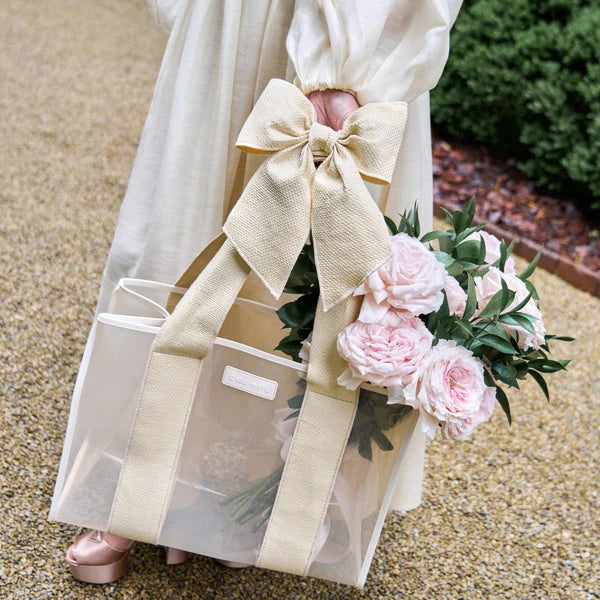 Case-Mate Ecru Raffia Bow Jelly Tote