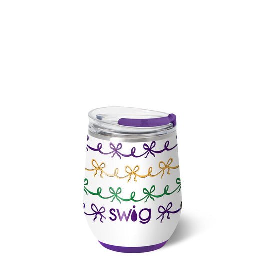 Mardi Gras Bows Stemless wine 12oz