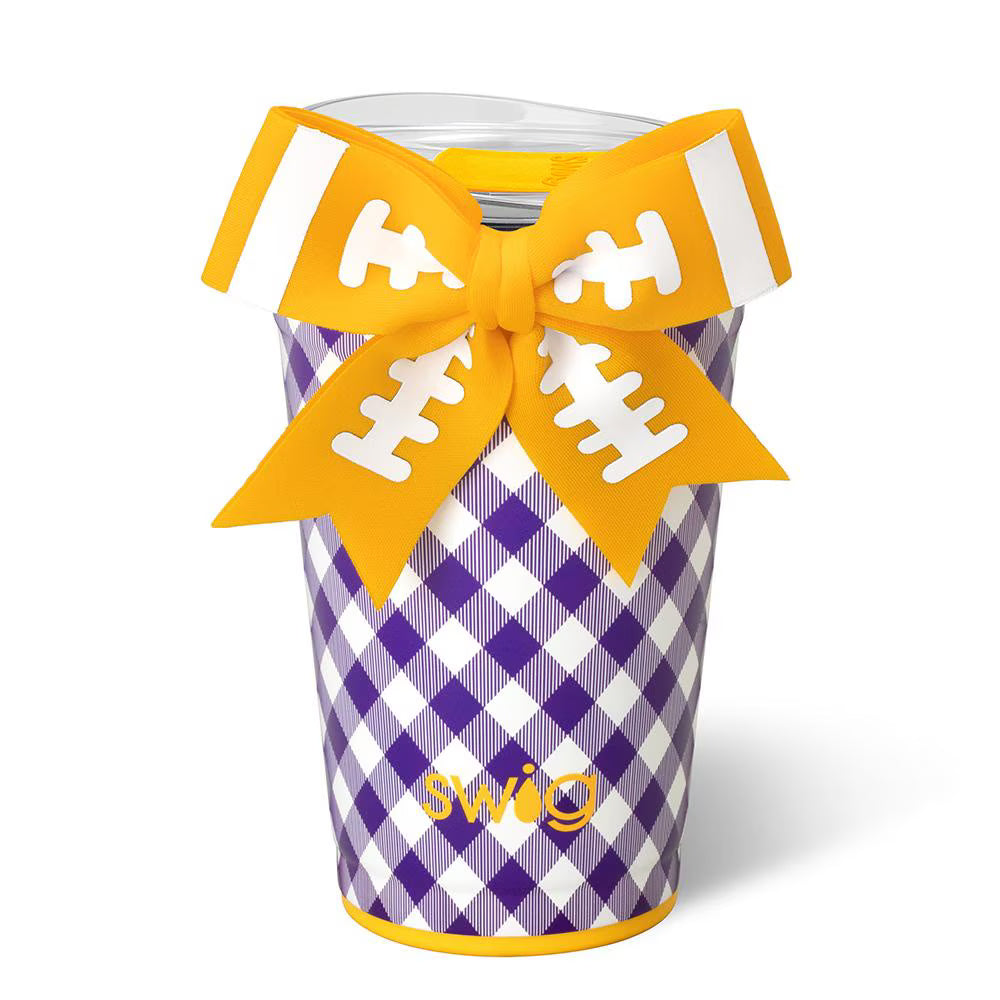 Gameday Gingham Purple + Yellow Party Cup 24oz
