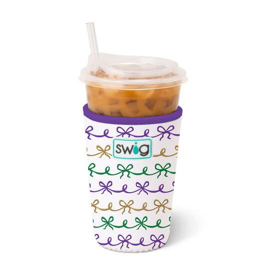 Mardi Gras Bows Iced Cup Coolie (Medium)