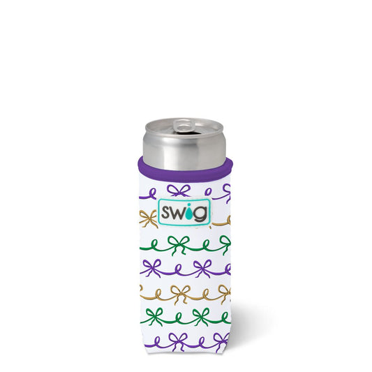 Mardi Gras Bow Slim Can Coolie