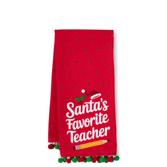 Santa's Favorite Teacher Tea Towel