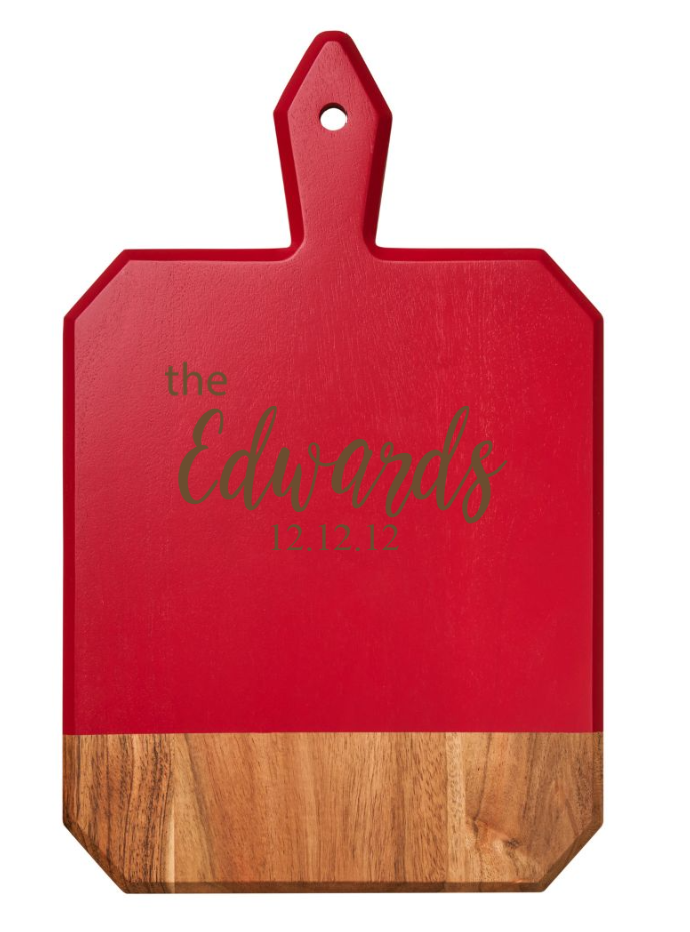 Acacia Heirloom Board w/ Handle Rectangle in Red Color - Style E