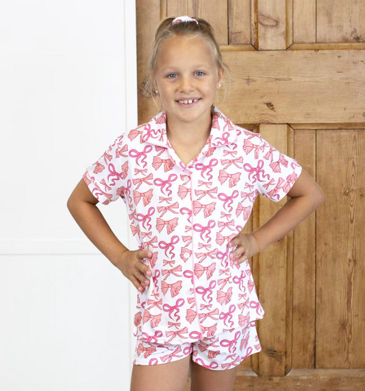 Girl's Sutton Bow Sleep Short Set