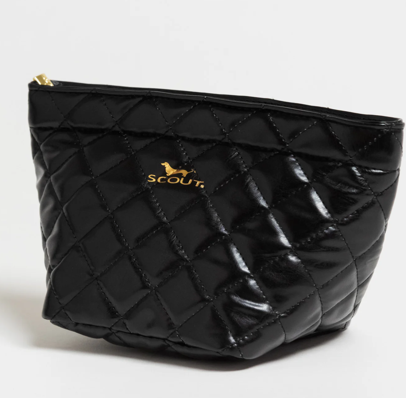 Crown Jewels Medium Makeup Bag - Black Quilted