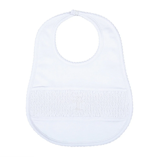 Blessed Smocked Bib - White