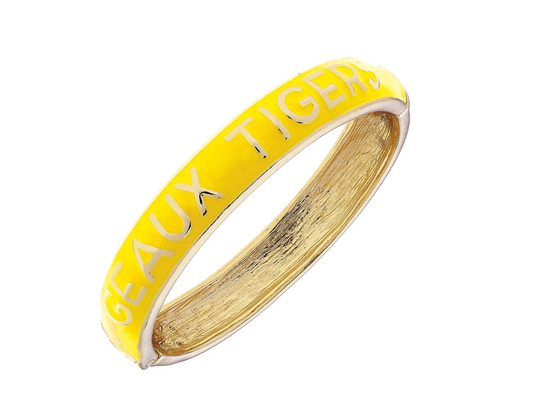 LSU Tigers Sculpted Enamel Hinge Bangle in Gold