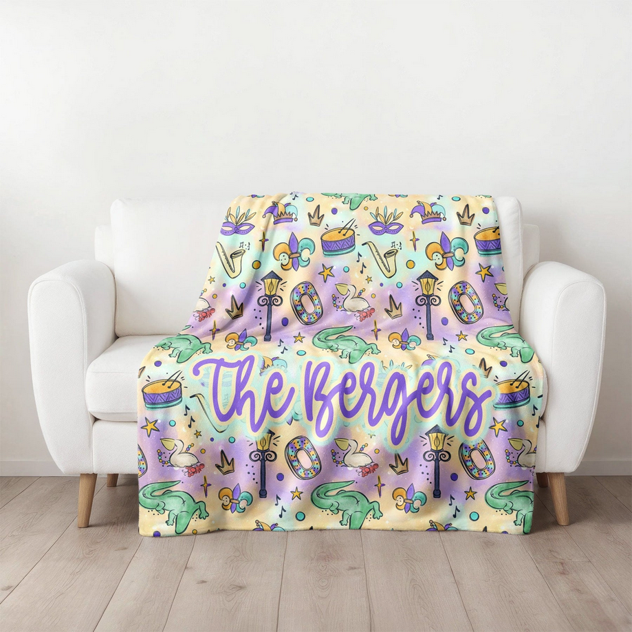 Mardi Gras Blanket - The Parade Print (Icons)