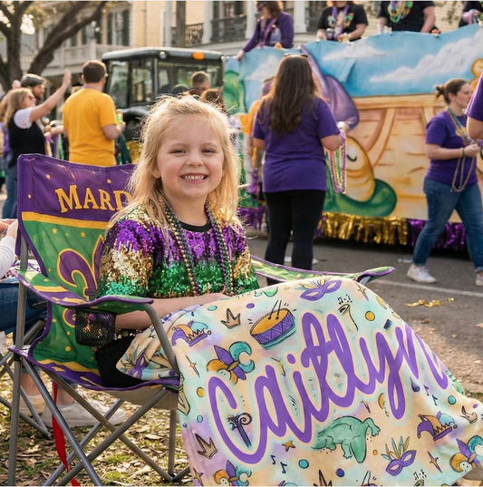 Personalized Mardi Gras Blanket