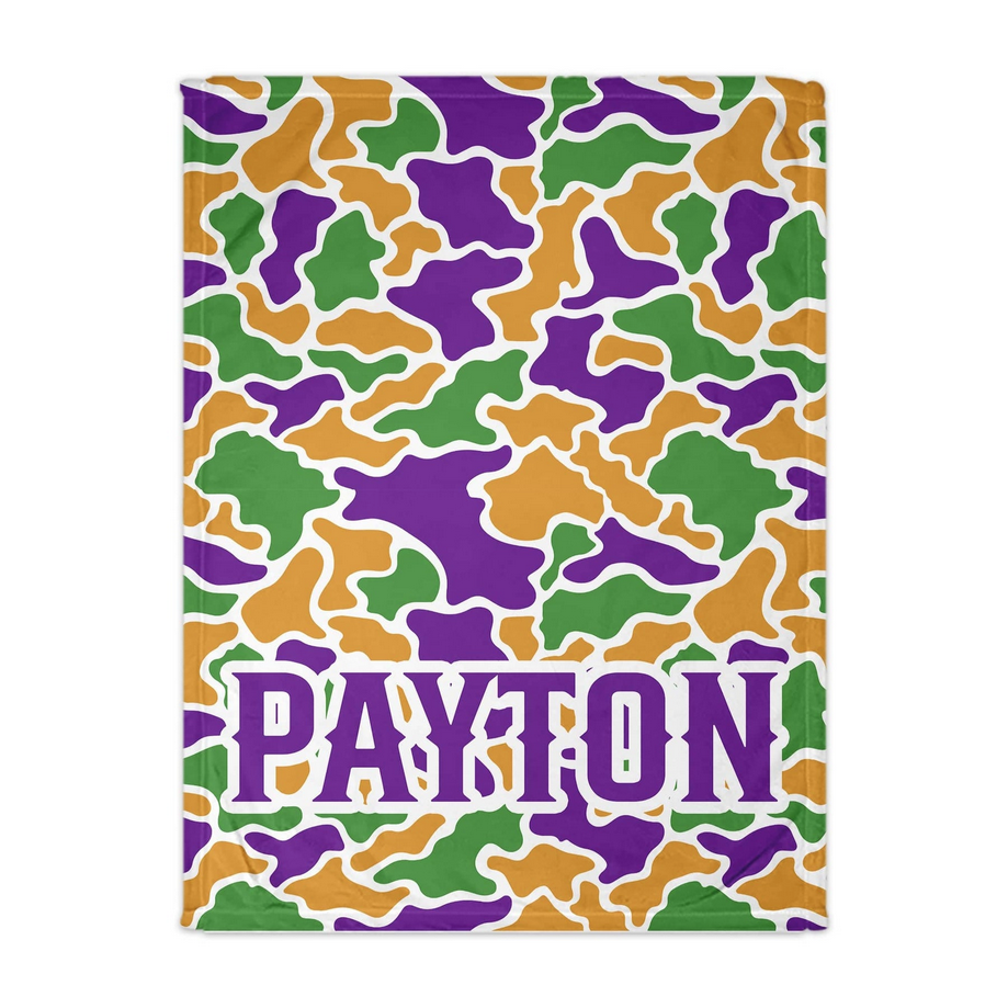 Camo Mardi Gras Blanket