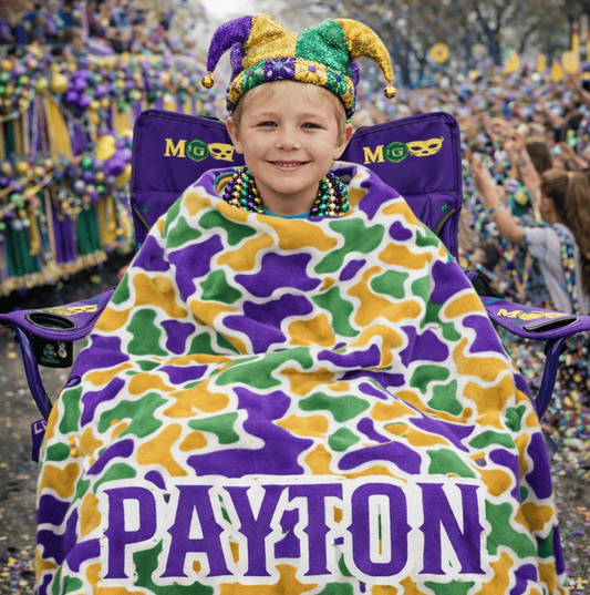 Camo Mardi Gras Blanket
