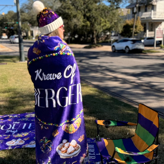 Personalized "Krewe Of" Mardi Gras Throw Blanket
