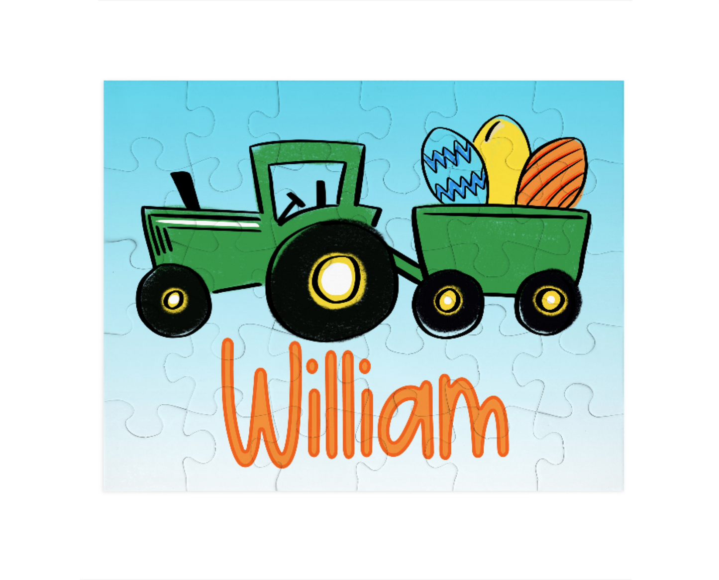 Customizable Name Easter Tractor Puzzle
