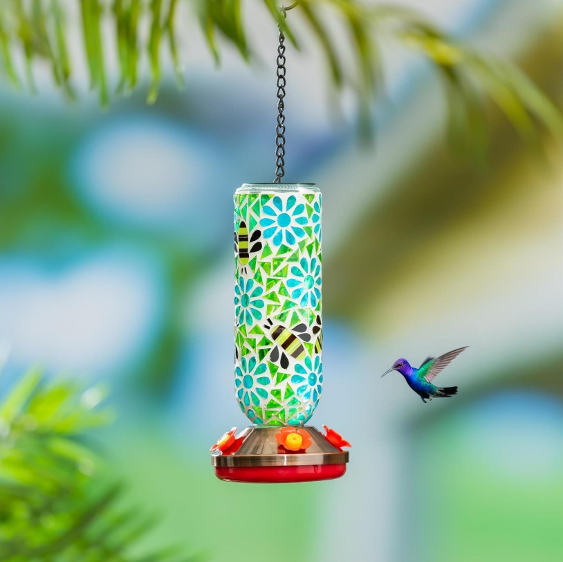 Mosaic Glass Hummingbird Feeder