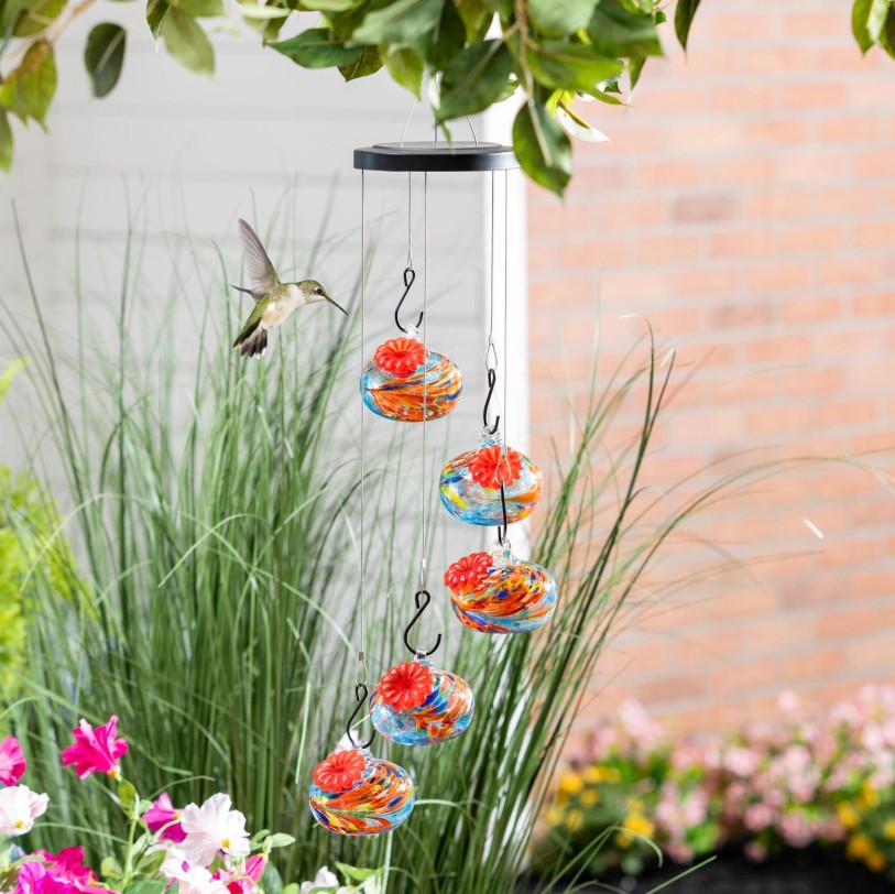 Hanging Globes Glass Hummingbird Feeder
