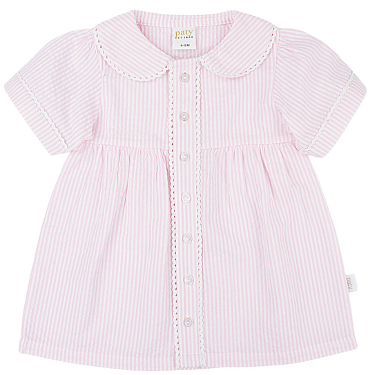 Paty Organic Cotton Seersucker Dress with Ric Rac trim