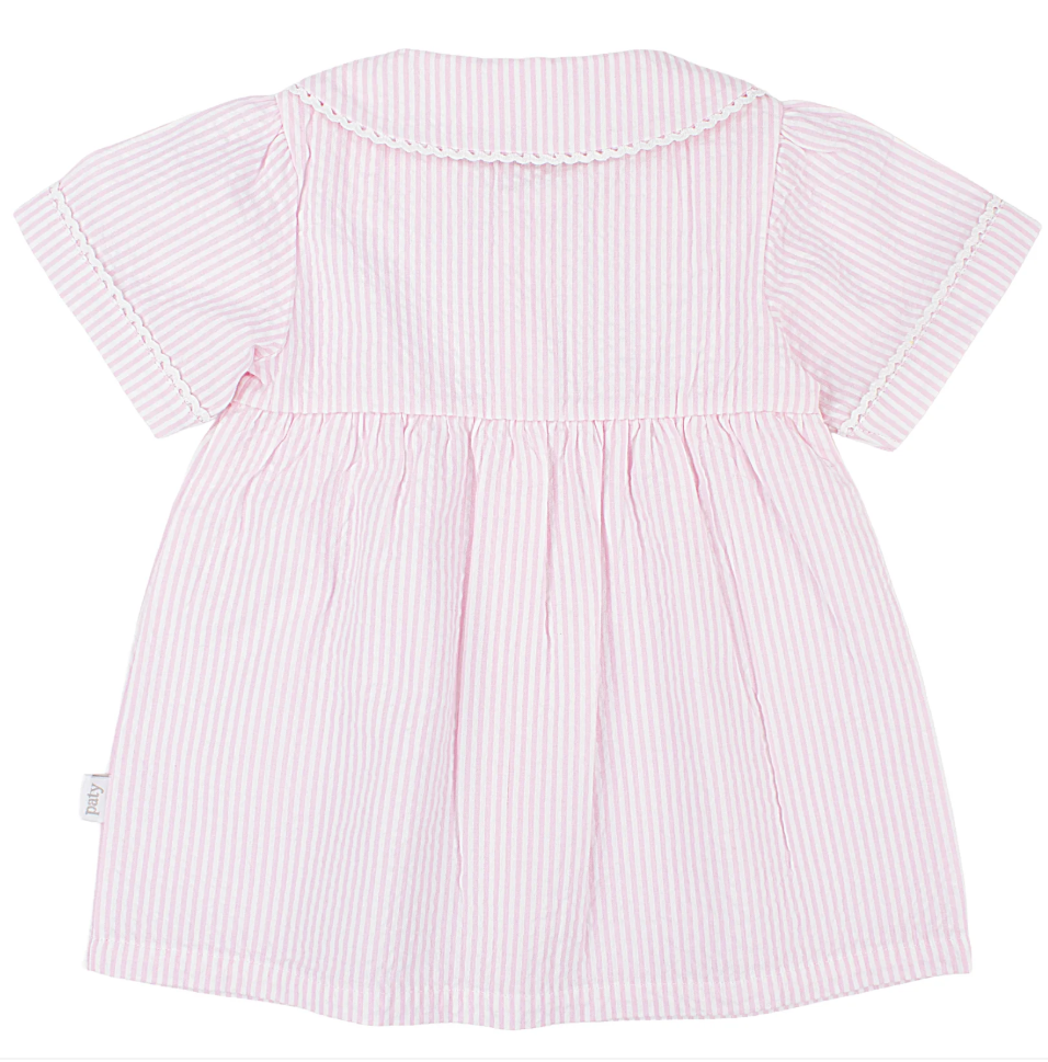 Paty Organic Cotton Seersucker Dress with Ric Rac trim
