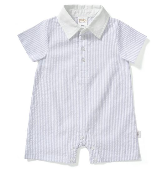 Paty Organic Cotton Seersucker Shortall with Collar