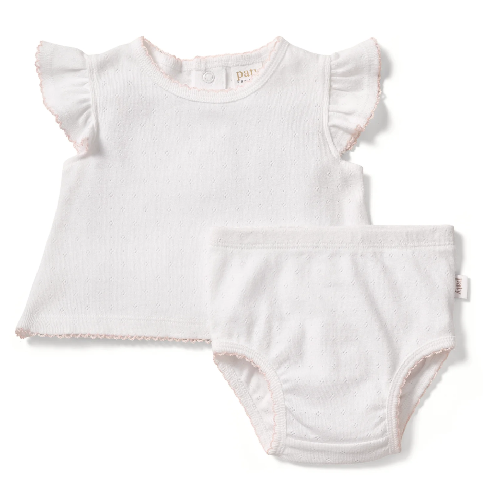 Paty Organic Cotton Pointelle Diaper Set