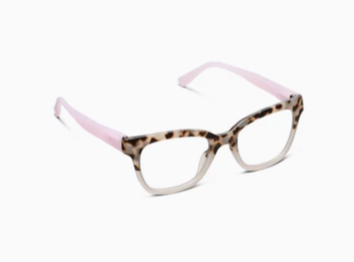 Zoey Blue Light Readers - Chai Tortoise & Pink