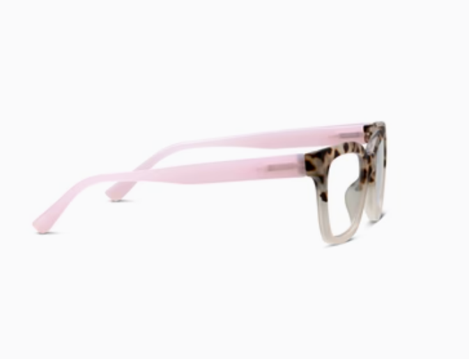 Zoey Blue Light Readers - Chai Tortoise & Pink