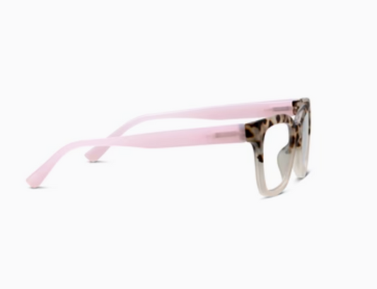 Zoey Blue Light Readers - Chai Tortoise & Pink