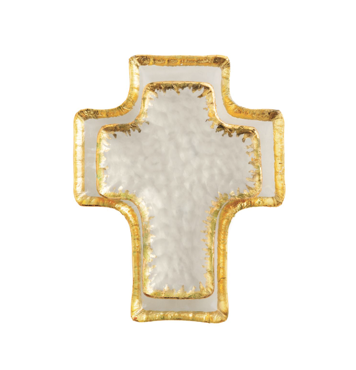 Gold Glass Cross Nested Tidbit Trays