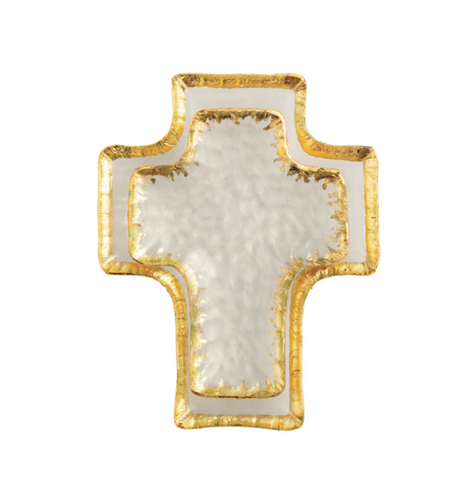 Gold Glass Cross Nested Tidbit Trays