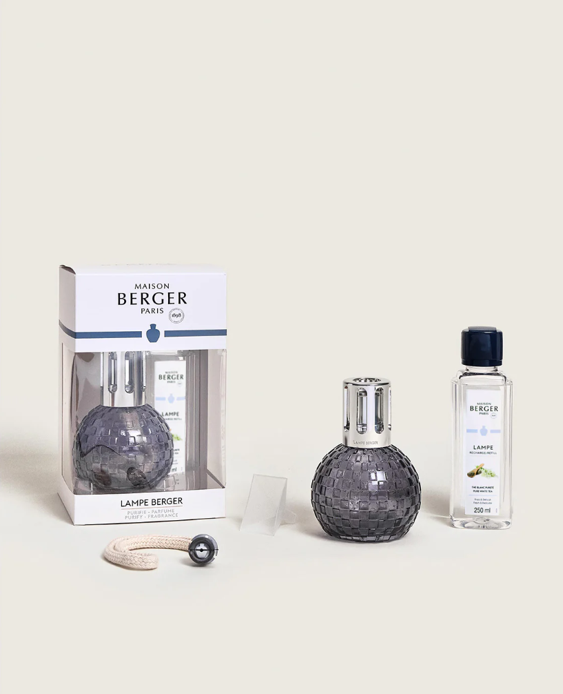 Disco Grey Fragrance Lamp Gift Set with Pure White Tea