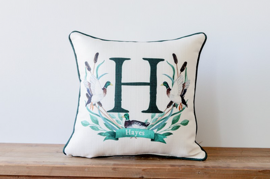 Custom Mallard Initial Crest Pillow