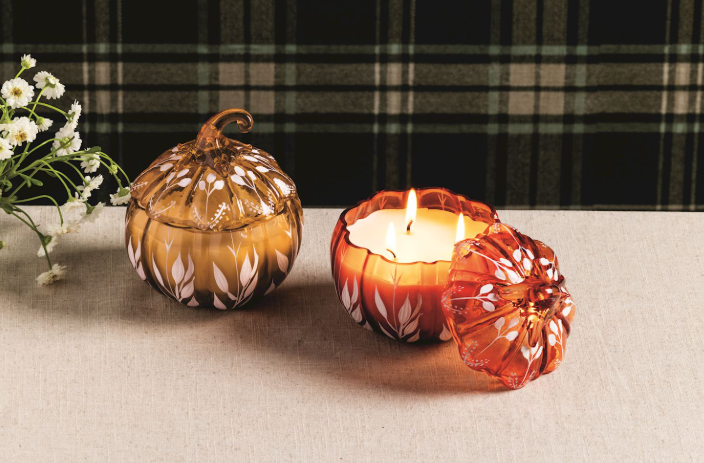 Glass Pumpkin Candle