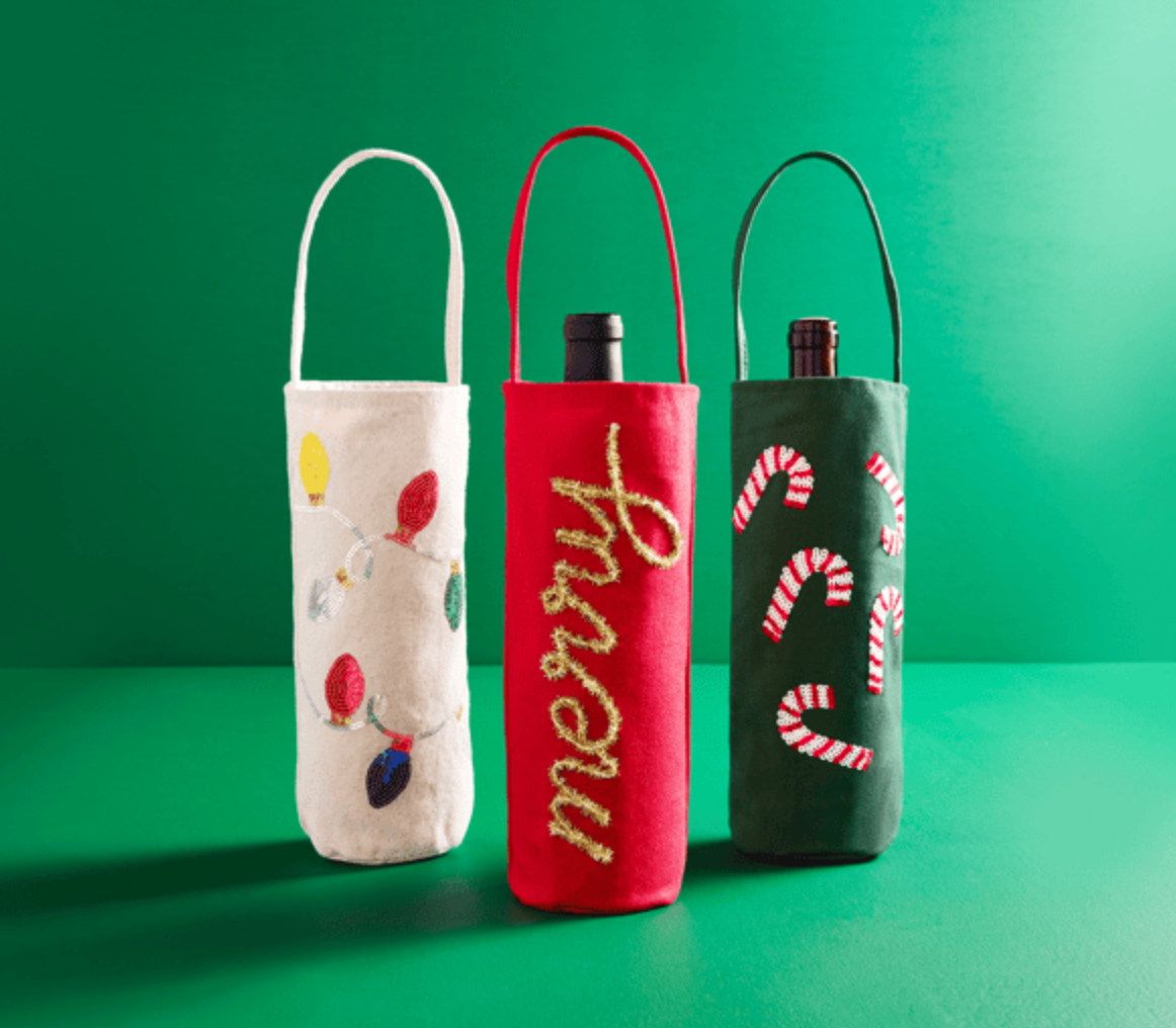 Sequin & Tinsel Wine Bag
